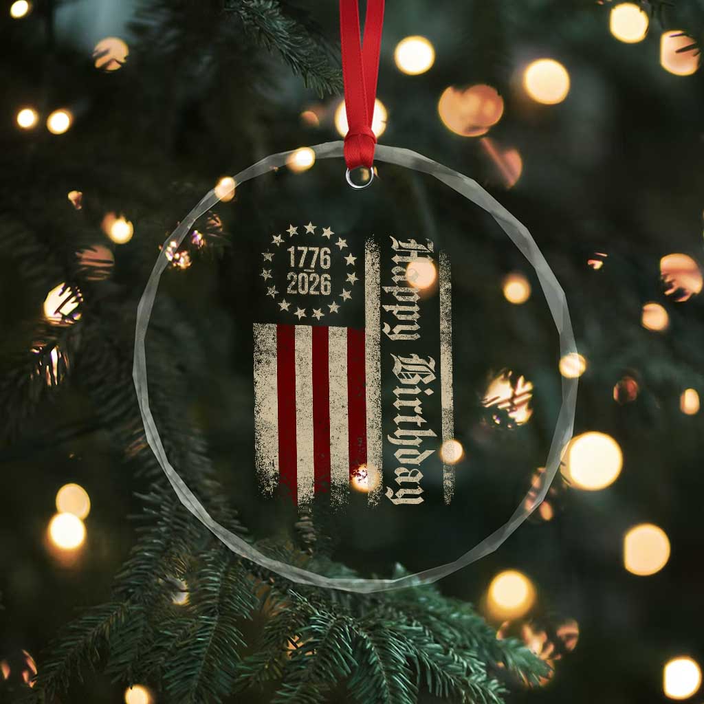 250th Birthday US July 4th 1776 2026 American Flag Crystal Glass Ornament TS11 Print Your Wear