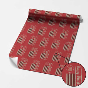 250th Birthday US July 4th 1776 2026 American Flag Wrapping Paper Roll TS11 Red Print Your Wear