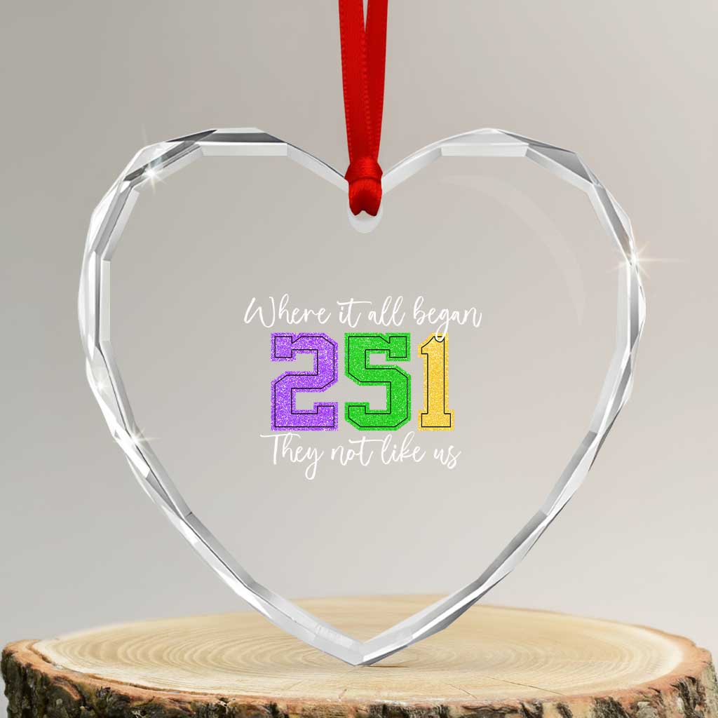 251 Mardi Gras Mobile Alabama Heart Crystal Glass Ornament Where It All Began Fat Tuesday Carnival Glitter Print TS11 Transparent Glass 3'' Heart Print Your Wear