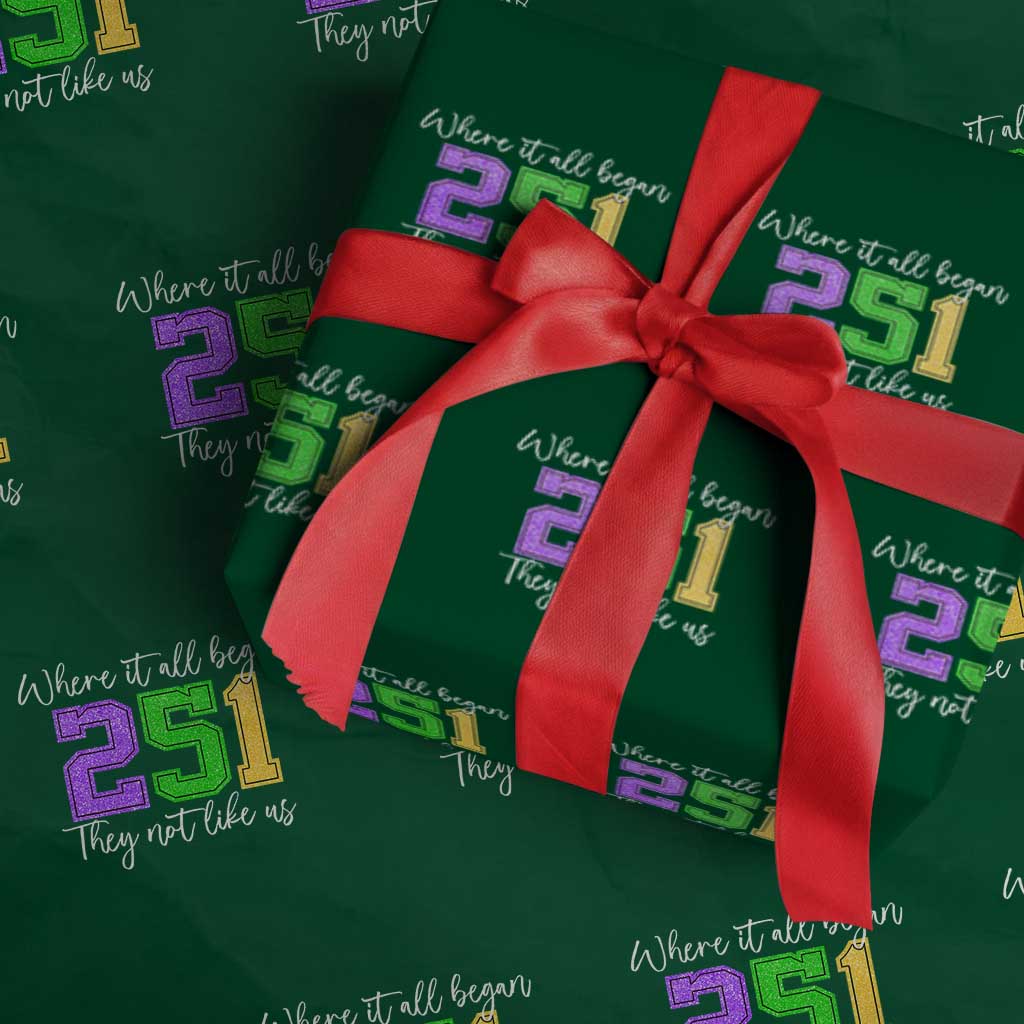 251 Mardi Gras Mobile Alabama Wrapping Paper Roll Where It All Began Fat Tuesday Carnival Glitter Print TS11 Green Print Your Wear
