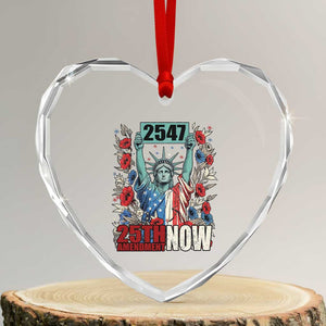 25th Amendment Now 2547 Heart Crystal Glass Ornament Statue of Liberty Floral Political Statement Graphic TS02 Transparent Glass 3'' Heart Print Your Wear