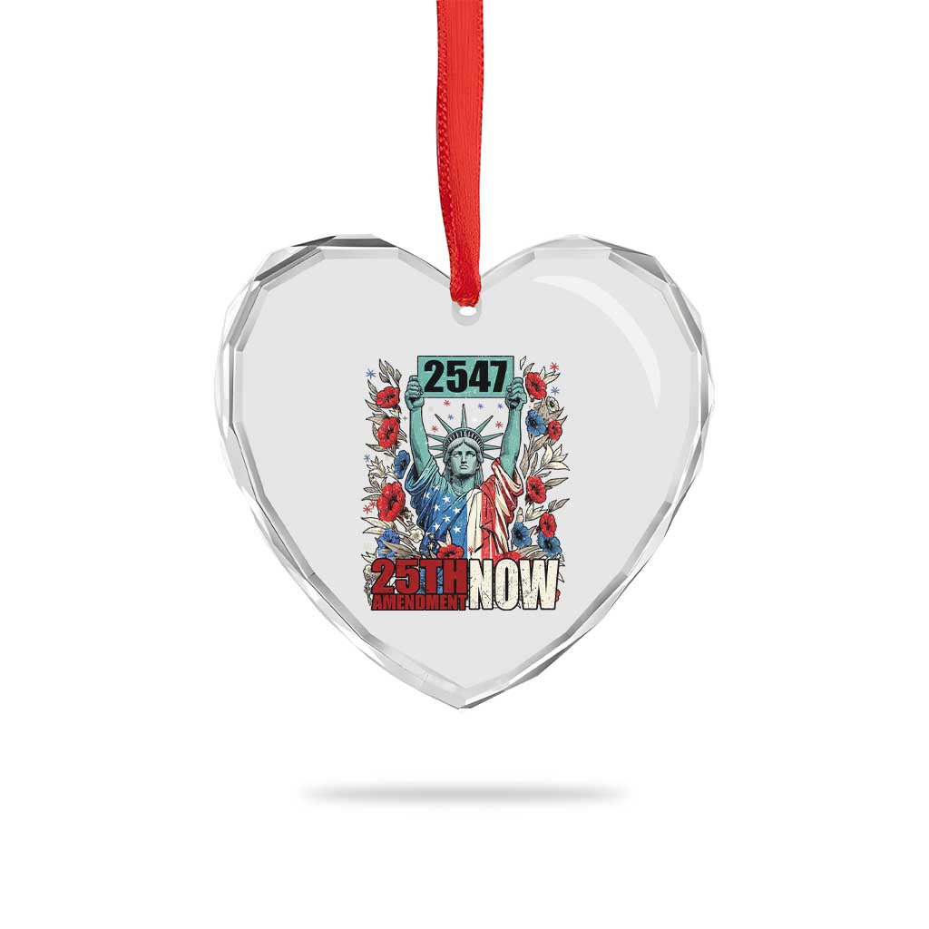 25th Amendment Now 2547 Heart Crystal Glass Ornament Statue of Liberty Floral Political Statement Graphic TS02 Print Your Wear