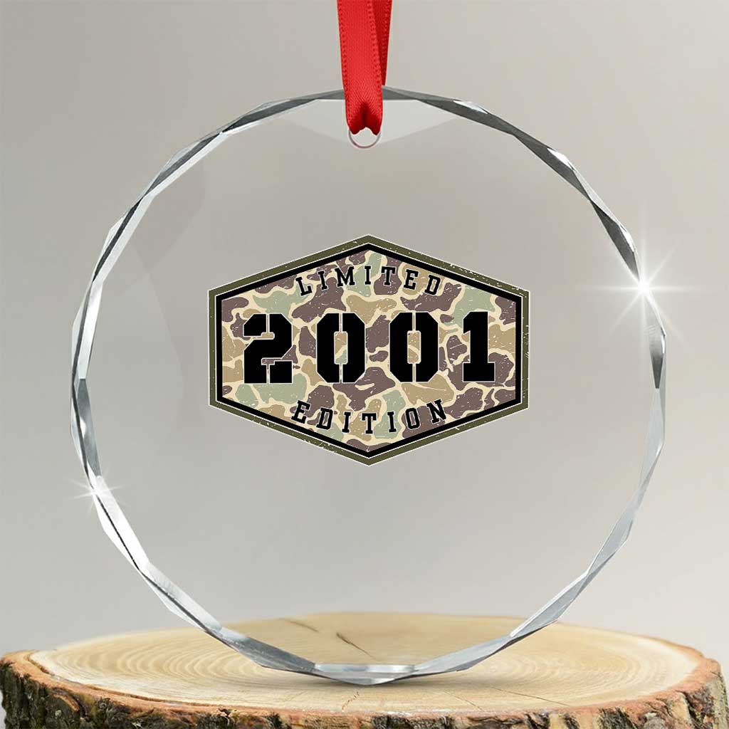 25th Birthday Hunting Crystal Glass Ornament 2001 Limited Edition Vintage Camouflage Gifts For Turning 25 TS11 Transparent Glass 3'' Circle Print Your Wear
