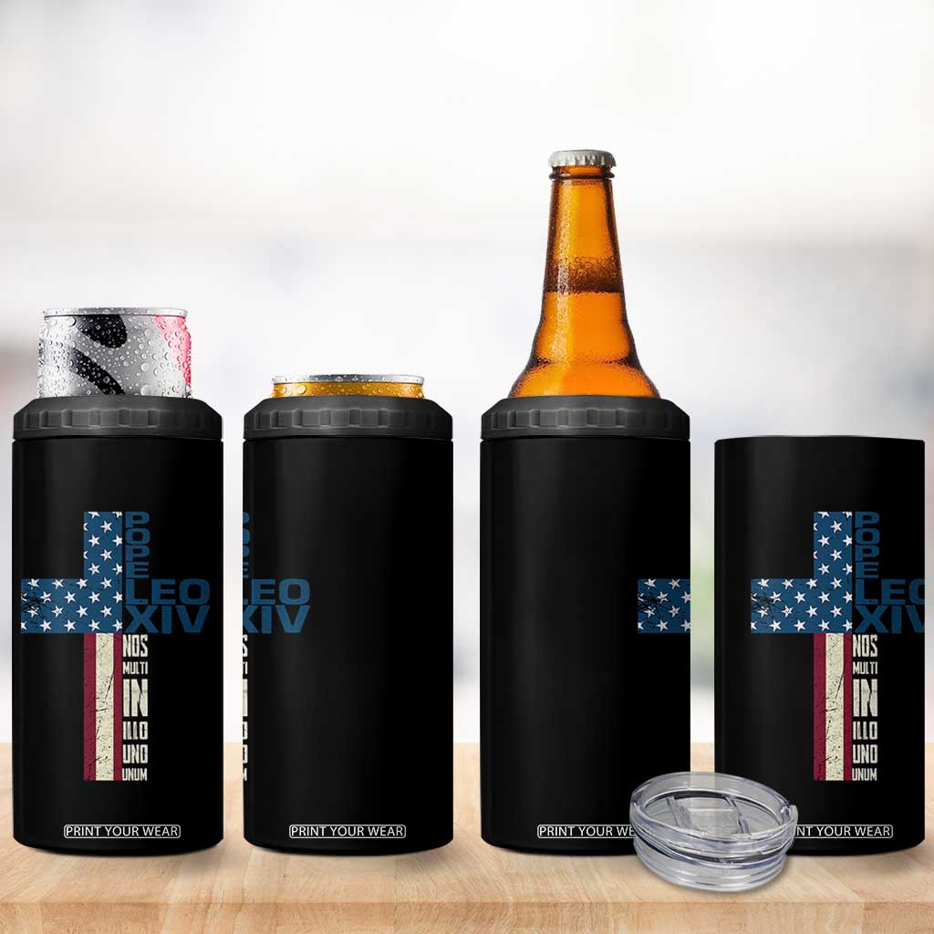 267th Pope Leo XIV 4 in 1 Can Cooler Tumbler Nos Multi In Illo Uno Unum American Cross TS02 Print Your Wear