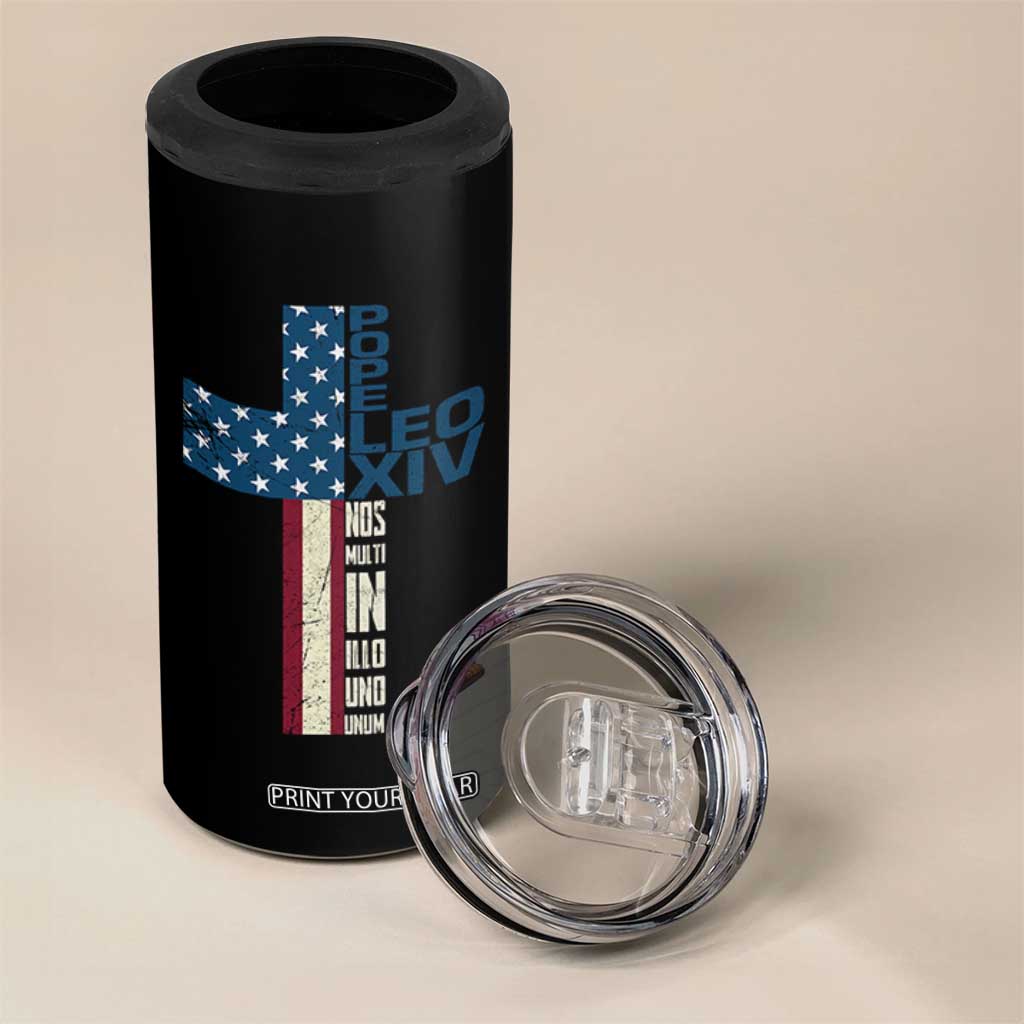 267th Pope Leo XIV 4 in 1 Can Cooler Tumbler Nos Multi In Illo Uno Unum American Cross TS02 Print Your Wear