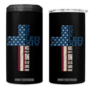 267th Pope Leo XIV 4 in 1 Can Cooler Tumbler Nos Multi In Illo Uno Unum American Cross TS02 One Size: 16 oz Black Print Your Wear