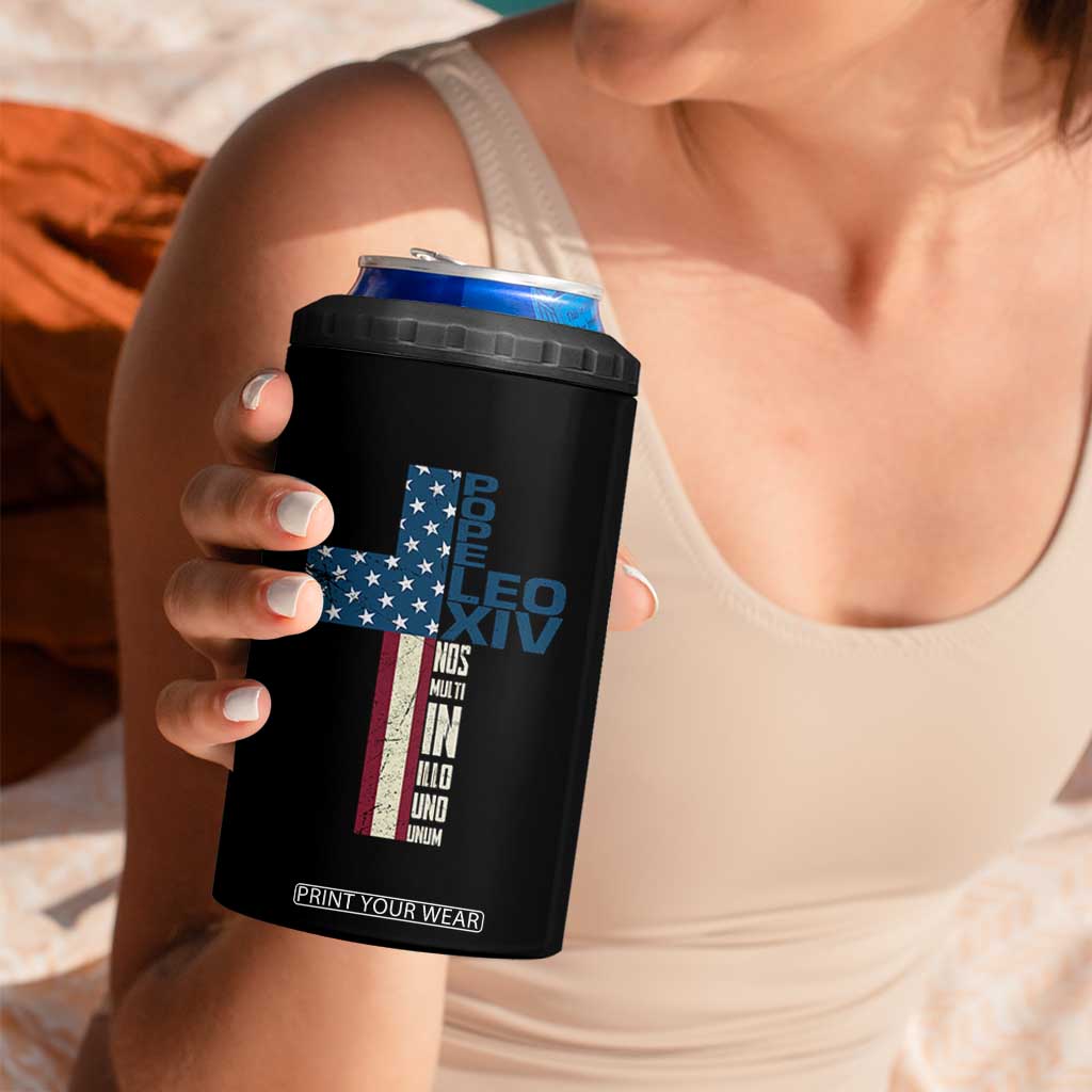267th Pope Leo XIV 4 in 1 Can Cooler Tumbler Nos Multi In Illo Uno Unum American Cross TS02 Print Your Wear