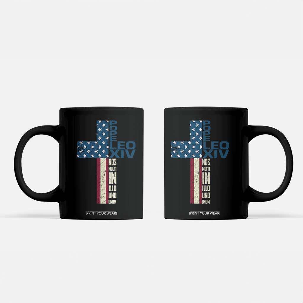 267th Pope Leo XIV Coffee Mug Nos Multi In Illo Uno Unum American Cross TS02 Black Print Your Wear