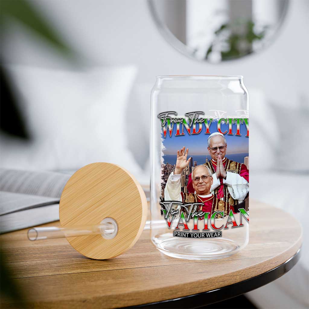 267th Pope Leo XIV Glass Can From The Windy City To The Vatican US Chicago Pride TS02 Print Your Wear