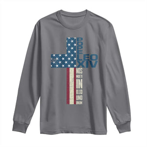 267th Pope Leo XIV Long Sleeve Shirt Nos Multi In Illo Uno Unum American Cross TS02 Charcoal Print Your Wear