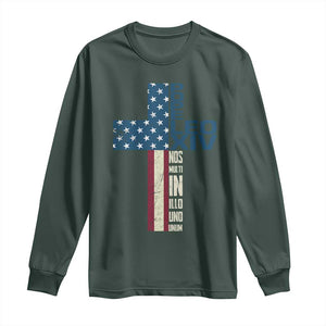267th Pope Leo XIV Long Sleeve Shirt Nos Multi In Illo Uno Unum American Cross TS02 Dark Forest Green Print Your Wear