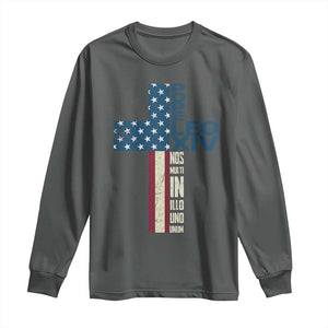 267th Pope Leo XIV Long Sleeve Shirt Nos Multi In Illo Uno Unum American Cross TS02 Dark Heather Print Your Wear