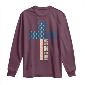 267th Pope Leo XIV Long Sleeve Shirt Nos Multi In Illo Uno Unum American Cross TS02 Maroon Print Your Wear