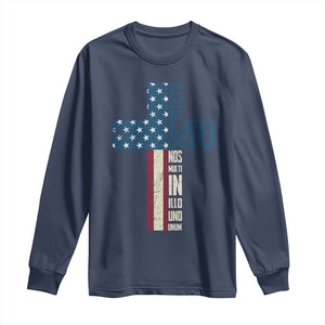 267th Pope Leo XIV Long Sleeve Shirt Nos Multi In Illo Uno Unum American Cross TS02 Navy Print Your Wear
