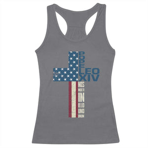 267th Pope Leo XIV Racerback Tank Top Nos Multi In Illo Uno Unum American Cross TS02 Charcoal Print Your Wear