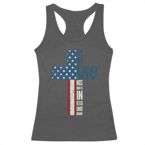 267th Pope Leo XIV Racerback Tank Top Nos Multi In Illo Uno Unum American Cross TS02 Dark Heather Print Your Wear