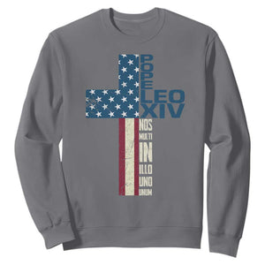 267th Pope Leo XIV Sweatshirt Nos Multi In Illo Uno Unum American Cross TS02 Charcoal Print Your Wear