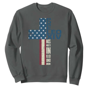 267th Pope Leo XIV Sweatshirt Nos Multi In Illo Uno Unum American Cross TS02 Dark Heather Print Your Wear
