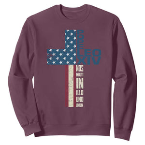 267th Pope Leo XIV Sweatshirt Nos Multi In Illo Uno Unum American Cross TS02 Maroon Print Your Wear