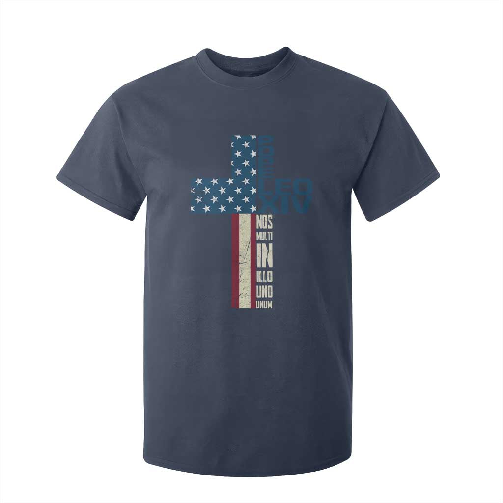 267th Pope Leo XIV T Shirt For Kid Nos Multi In Illo Uno Unum American Cross TS02 Navy Print Your Wear