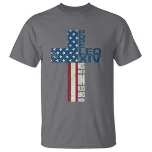 267th Pope Leo XIV T Shirt Nos Multi In Illo Uno Unum American Cross TS02 Charcoal Print Your Wear