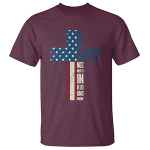 267th Pope Leo XIV T Shirt Nos Multi In Illo Uno Unum American Cross TS02 Maroon Print Your Wear
