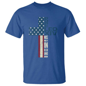 267th Pope Leo XIV T Shirt Nos Multi In Illo Uno Unum American Cross TS02 Royal Blue Print Your Wear