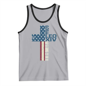 267th Pope Leo XIV Tank Top Nos Multi In Illo Uno Unum American Cross TS02 Athletic Heather Black Print Your Wear