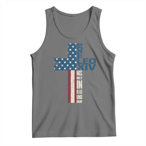 267th Pope Leo XIV Tank Top Nos Multi In Illo Uno Unum American Cross TS02 Black Heather Print Your Wear