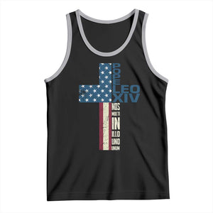 267th Pope Leo XIV Tank Top Nos Multi In Illo Uno Unum American Cross TS02 Black Athletic Heather Print Your Wear