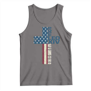 267th Pope Leo XIV Tank Top Nos Multi In Illo Uno Unum American Cross TS02 Deep Heather Print Your Wear