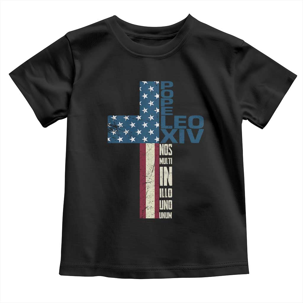 267th Pope Leo XIV Toddler T Shirt Nos Multi In Illo Uno Unum American Cross TS02 Black Print Your Wear