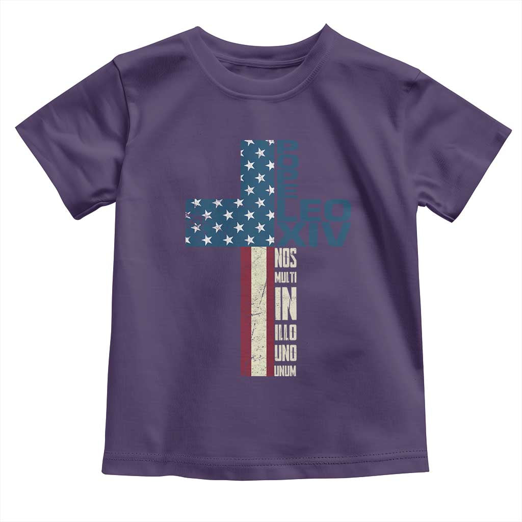 267th Pope Leo XIV Toddler T Shirt Nos Multi In Illo Uno Unum American Cross TS02 Purple Print Your Wear