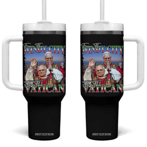 267th Pope Leo XIV Tumbler With Handle From The Windy City To The Vatican US Chicago Pride TS02 One Size: 40 oz Black Print Your Wear