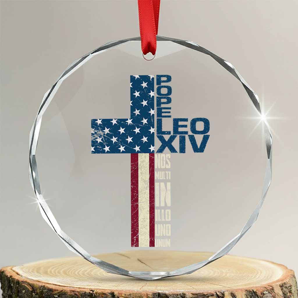 267th Pope Leo XIV Crystal Glass Ornament Nos Multi In Illo Uno Unum American Cross - Print Your Wear
