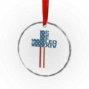 267th Pope Leo XIV Crystal Glass Ornament Nos Multi In Illo Uno Unum American Cross TS02 Print Your Wear