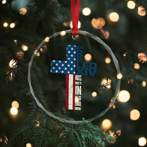 267th Pope Leo XIV Crystal Glass Ornament Nos Multi In Illo Uno Unum American Cross TS02 Print Your Wear