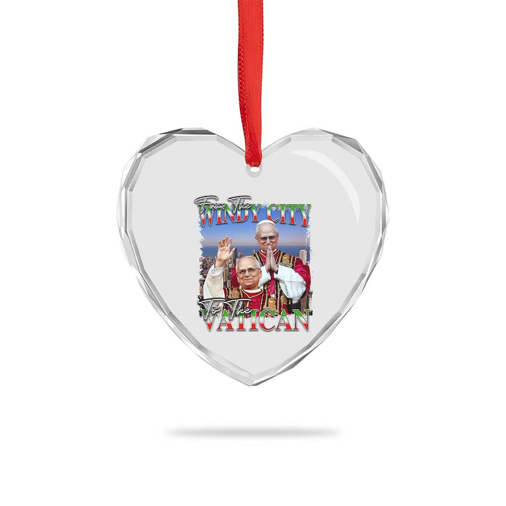 267th Pope Leo XIV Heart Crystal Glass Ornament From The Windy City To The Vatican US Chicago Pride TS02 Print Your Wear