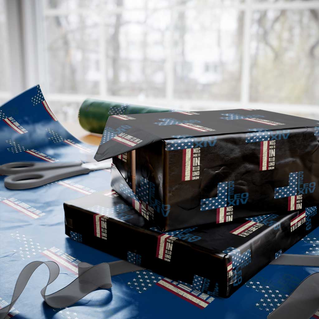 267th Pope Leo XIV Wrapping Paper Roll Nos Multi In Illo Uno Unum American Cross TS02 Black Print Your Wear