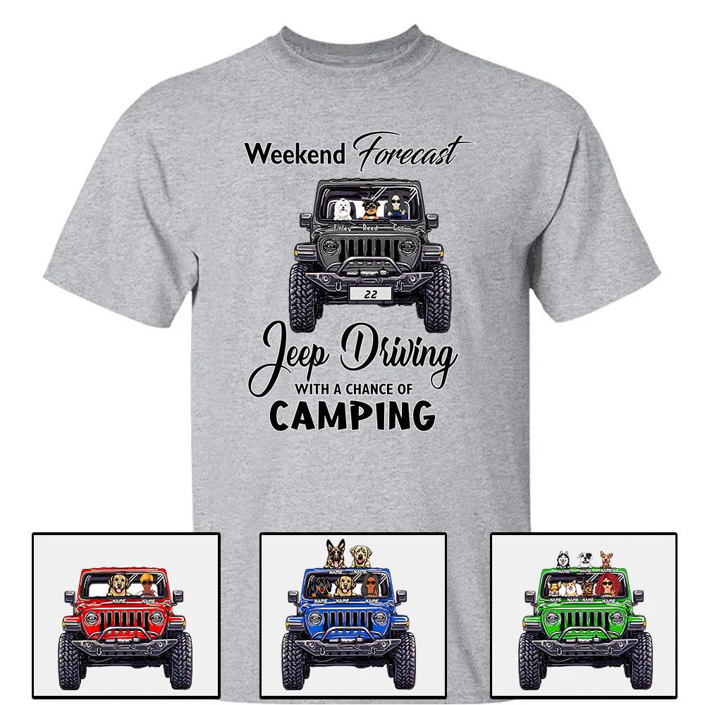 Custom JP Shirts, Weekend Forecast JP Driving With A Chance Of Camping, JP Dog JP Cat Apparel CTM00 Custom - Printyourwear