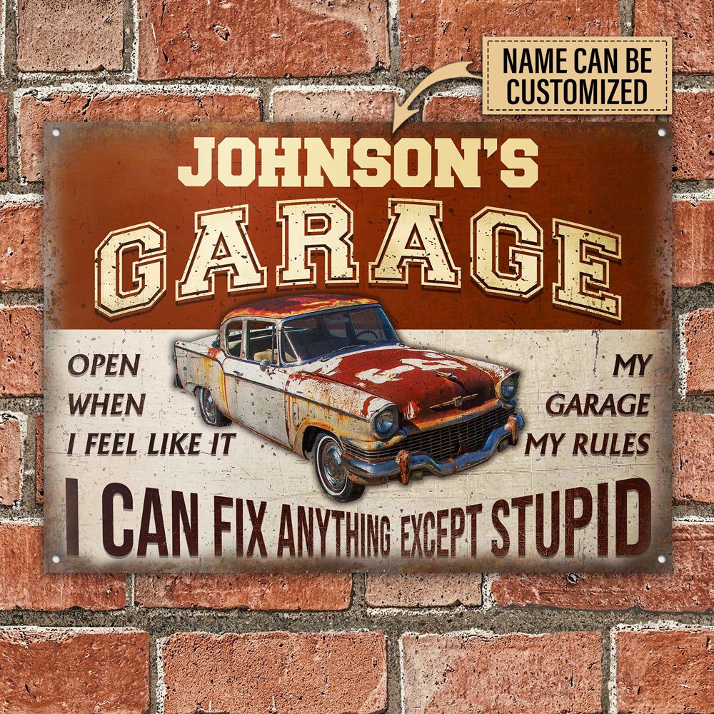 Custom Auto Mechanic Metal Sign – I Can Fix Anything Personalized Garage Wall Decor CTM00 L 18x24 inch Custom - Printyourwear