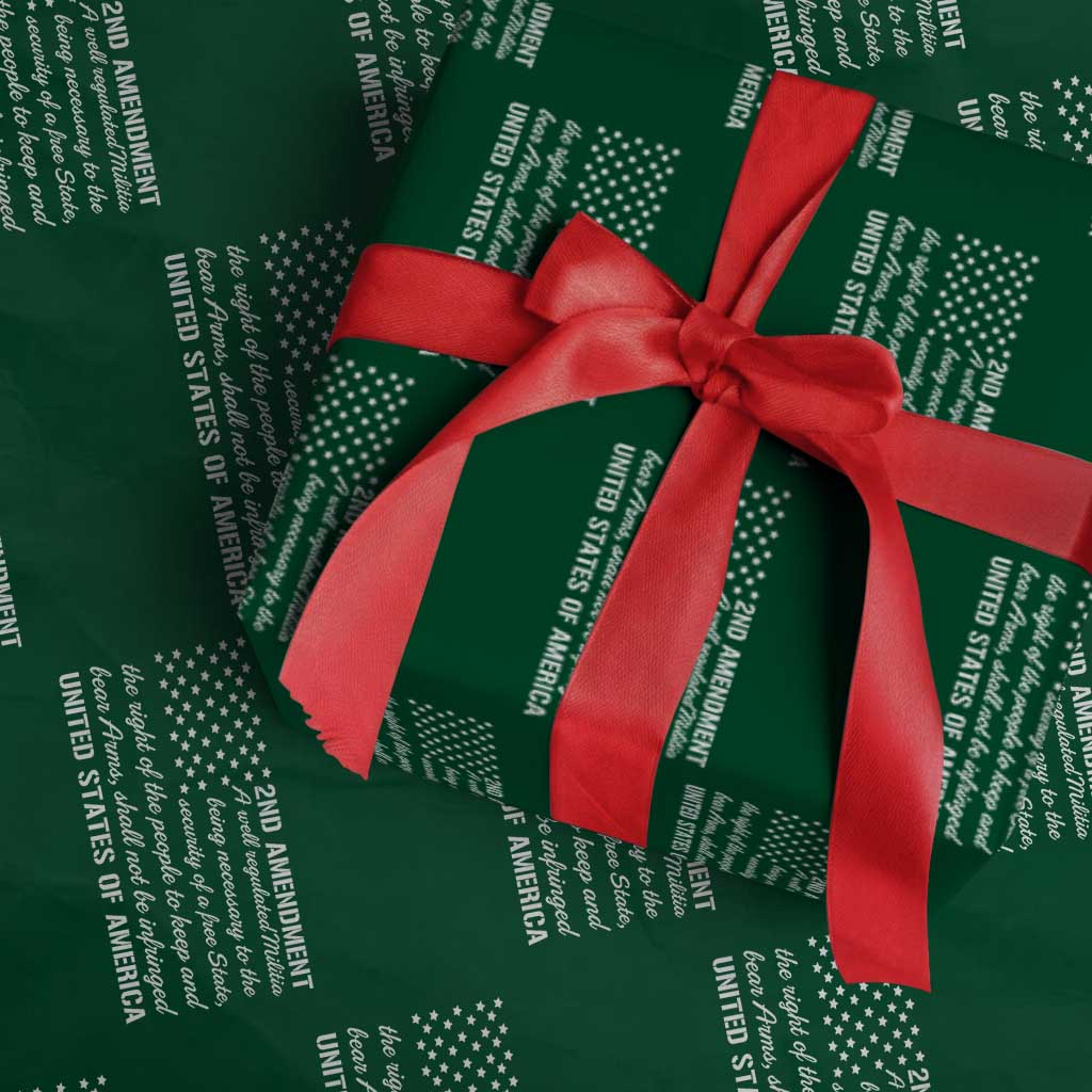 2nd Amendment American Flag Wrapping Paper Roll Patriotic Right to Bear Arms USA Patriot TS02 Green Print Your Wear