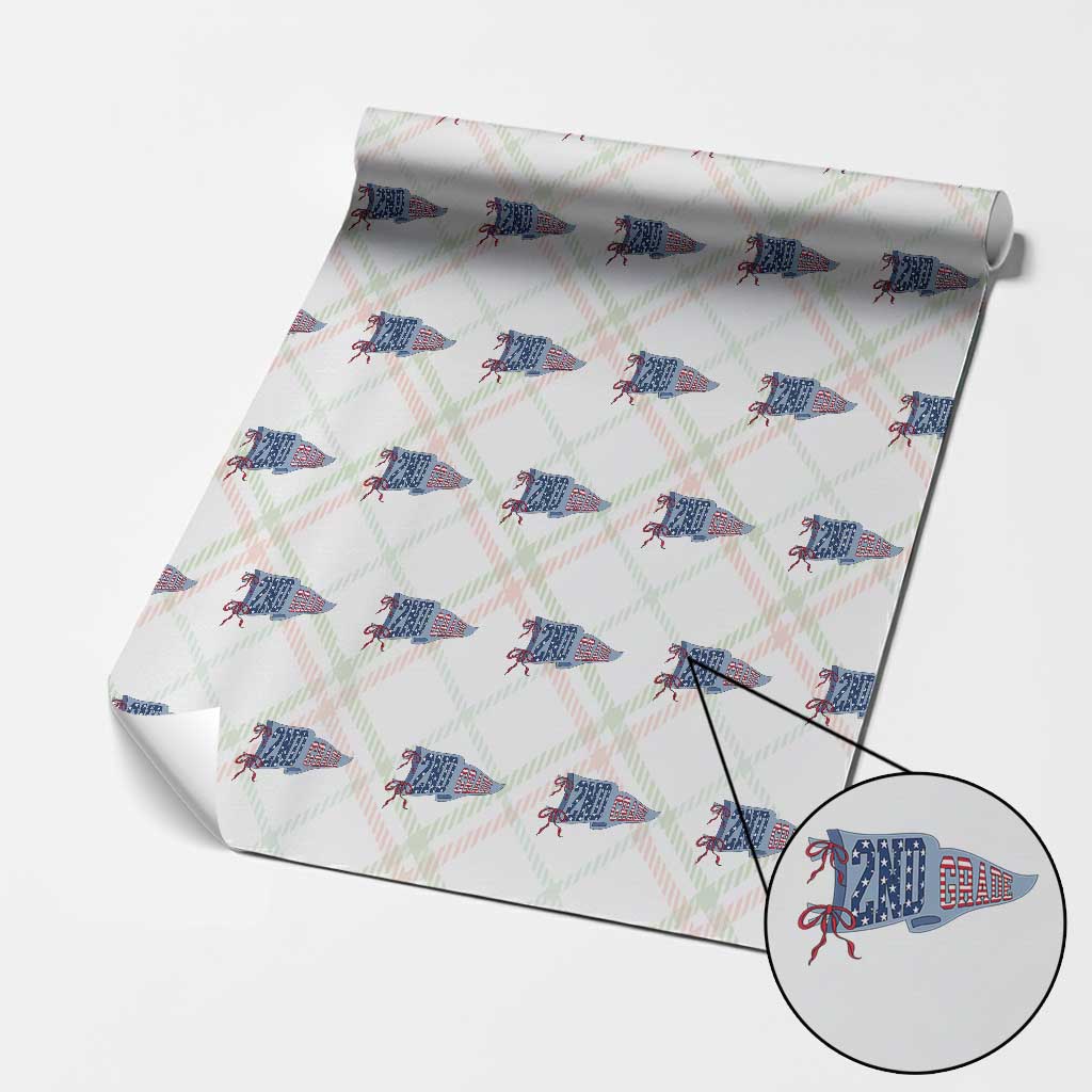 2nd Grade Teacher Pennant US Flag Back to School Wrapping Paper Roll