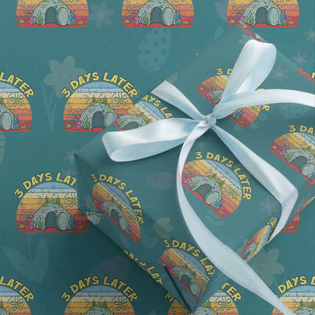 3 Days Later Christian Resurrection Wrapping Paper Roll Funny Easter Jesus Meme TS14 Teal Print Your Wear