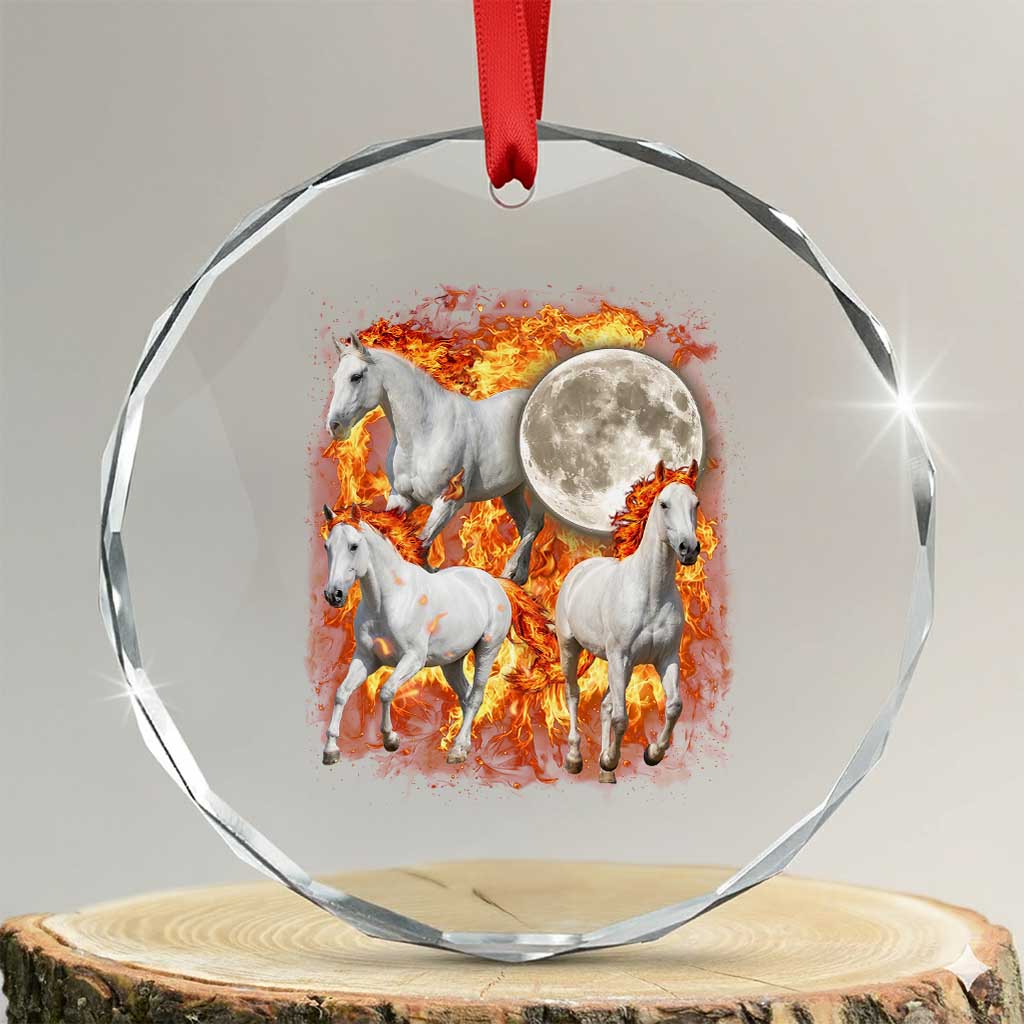 3 Fire Horses Moon Equestrian Crystal Glass Ornament Year Of The Fire Horse Joke TS11 Transparent Glass 3'' Circle Print Your Wear