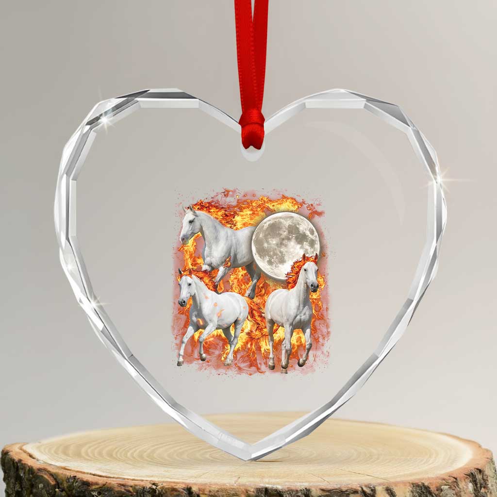 3 Fire Horses Moon Equestrian Heart Crystal Glass Ornament Year Of The Fire Horse Joke TS11 Transparent Glass 3'' Heart Print Your Wear