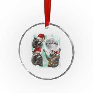 3 Raccoons Howling At Moon Christmas Crystal Glass Ornament Funny Weird Cursed Meme TS10 Print Your Wear