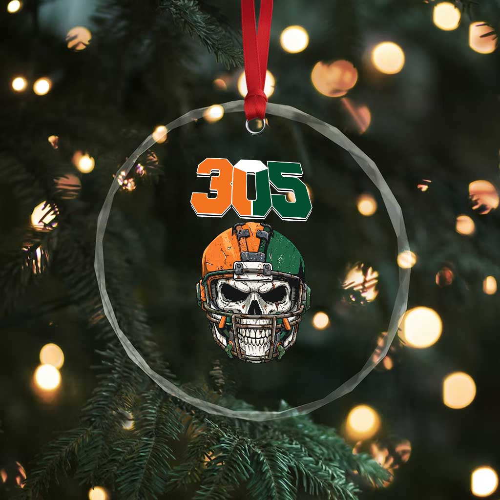 305 Football Warrior Skull Crystal Glass Ornament Orange and Green Miami Vibes TS02 Print Your Wear