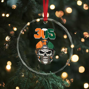 305 Football Warrior Skull Crystal Glass Ornament Orange and Green Miami Vibes TS02 Print Your Wear