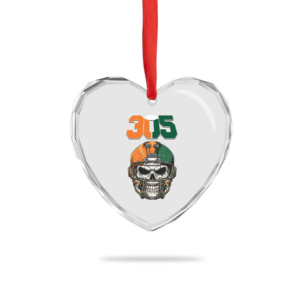 305 Football Warrior Skull Heart Crystal Glass Ornament Orange and Green Miami Vibes TS02 Print Your Wear